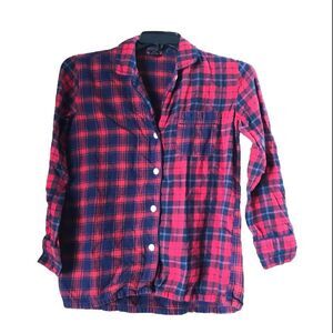 J Crew Collared Mixed Plaid Flannel Button Front Pajama Top - XS